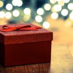 holiday gift present box red tape ribbon christmas